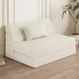 Luoxiao Folding Sofa Bed Convertible Sleeper Chair with Pillow Fold Out Couch Memory Foam Floor Mattress Portable Futon Sofa Bed Lazy Sofa for Living Room/Dorm/Guest Room/Home Office, Twin, Off White Luoxiao