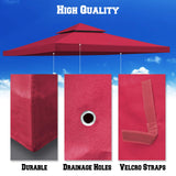 BenefitUSA Canopy ONLY 10'X10' Replacement Gazebo Canopy top Patio Pavilion Cover Sunshade plyester Double Tiers-Burgundy BenefitUSA