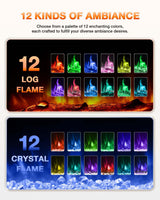 VISVEIL Electric Fireplace 60Inch,Realistic Flame Electric Fireplace Heater,Log Set/Crystal Flames 750-1500W with Timer Inserts/Wall Mounted/TV Stand Touch Screen & Remote for Living Room Easy Install VISVEIL