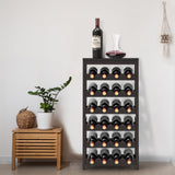 WRONWA 24 Botttle Wine Rack Freestanding Floor, 6 Tier Wine Rack Shelf with Table Top, Bamboo Wine Rack, Wine Storage Shelves Kitchen Bar Dining Room Living Room - Dark Brown WRONWA
