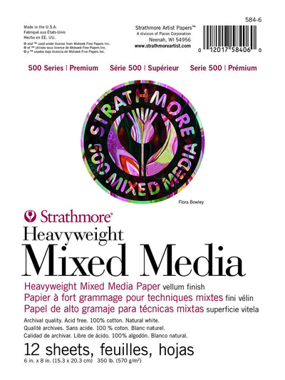 Strathmore 500 Series Heavyweight Mixed Media Pad 6"X8"-12 Sheets -62584600