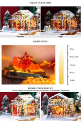 DIY Dollhouse Miniature Kit with Furniture, DIY Christmas Wooden Tiny House Building Set for Adults and Teens, Creative Room Decor Gift for Family and Friends (Christmas) BNOIN