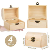 Aodaer 4 Pieces Unfinished Wood Treasure Chest Decorative Pine Wood Box with Hinged Lid and Locking Clasp Plain Decorate Wooden Boxes for Art Hobbies DIY Jewelry Gift Storage Aodaer