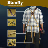 Stenffy Work Apron, Canvas Apron, Adjustable Weight, Tool Aprons with Multiple Pockets, Adjustable Zipper, Metal Ring, Tape Measure Clip, Apron for Men Women, 27In*36In, Khaki. Stenffy