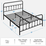 Yaheetech Classic Metal Platform Bed Frame Mattress Foundation with Victorian Style Iron-Art Headboard/Footboard/Under Bed Storage/No Box Spring Needed/Full Size Black Yaheetech