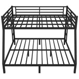 Ball & Cast Queen Over King Bunk Bed, Heavy Duty Metal Bed Frame with 2 Side Ladders and Full-Length Guardrails for Kids,Teens,Adults,Noise Free,No Box Spring Needed, Black Ball & Cast