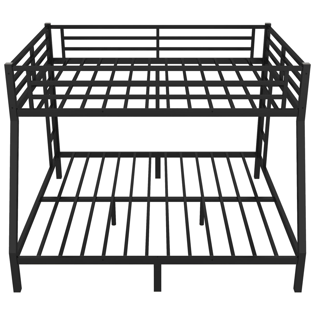 mikibama Queen Over King Bunk Bed,Metal Heavy Duty Bunk Beds for Adults,Queen Bunk Bed with Inclined Ladder,Industrial Bunkbeds for Kids,Adult,Small Spaces,Space Saving. (New Black, Queen Over King) mikibama