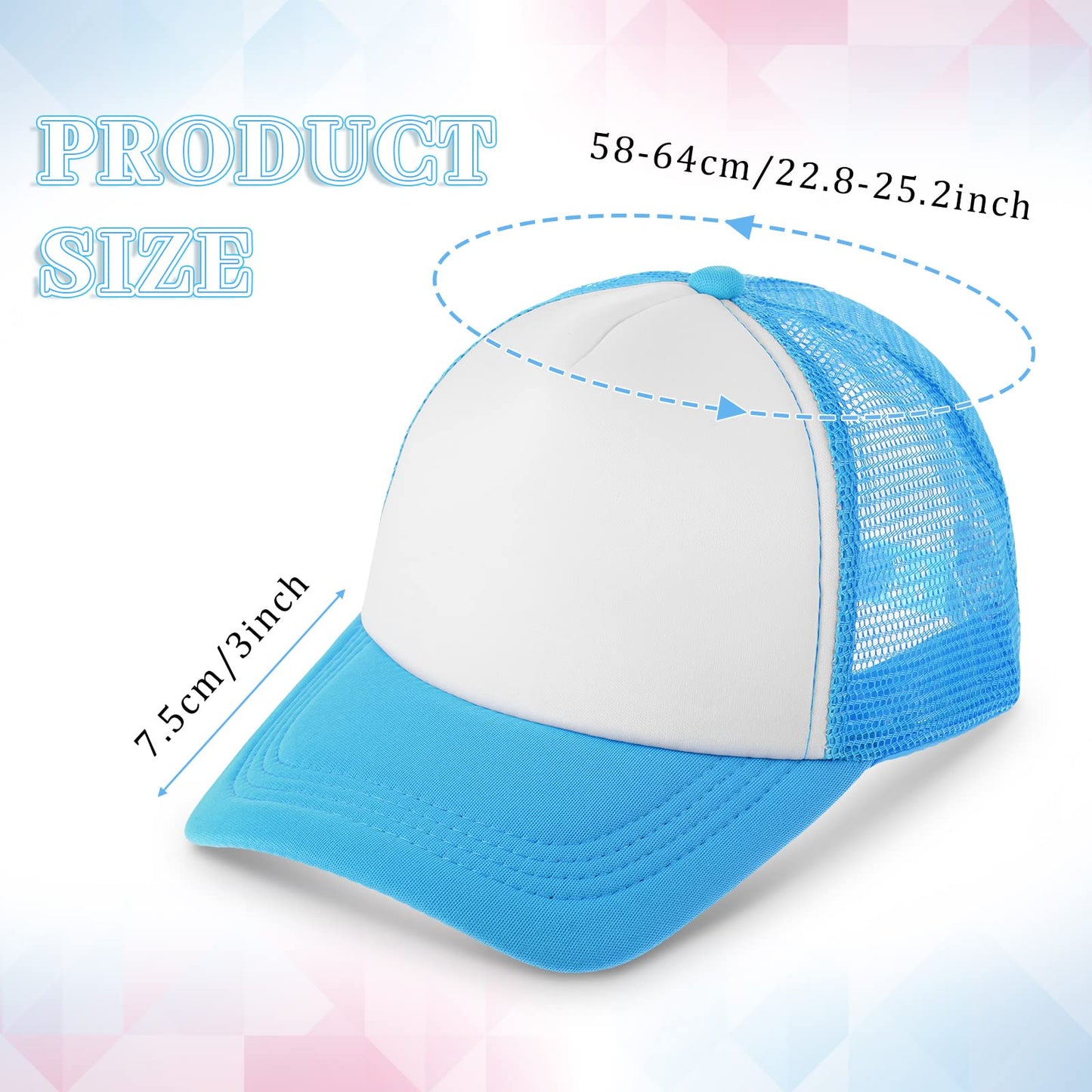 18 Pack Sublimation Blank Polyester Mesh Cap Trucker Summer Mesh Cap Unisex Two Tone and Solid Trucker Hats Blank Snapback Hat Sublimation Blank Mesh Baseball Cap for Men Women