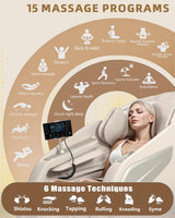 RelaxRelife Full Body Zero Gravity Massage Chair with Body Scan 4D Intelligent Shiatsu Strecth Massage, Back/Leg Heated with AI Voice Control Bluetooth Speaker Airbags SL Track Massage Beige RelaxRelife