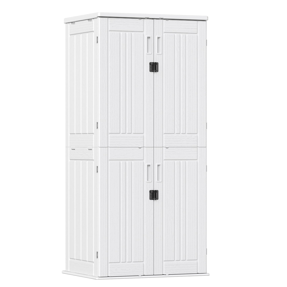 Outdoor Storage Cabinet with 4 Shelves,31.5" x 23.23" x 66.22" White Waterproof Shed,Waterproof Resin Vertical Tool Shed, Lockable 30 cu.ft. Storage Shed for Patio, Garden, Yard, White ZYJOYY