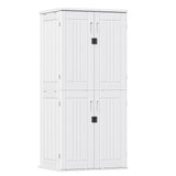 Outdoor Storage Cabinet with 4 Shelves,31.5" x 23.23" x 66.22" White Waterproof Shed,Waterproof Resin Vertical Tool Shed, Lockable 30 cu.ft. Storage Shed for Patio, Garden, Yard, White ZYJOYY