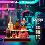 GOH&FTY LED Lighted Liquor Bottle Display Shelf,APP 16 inche 2Step LED Bar Shelves with Wireless Remote& Multicolor LED Light ,Bar Stand for Home Bar Accessories GOH&FTY