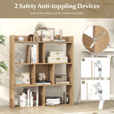 Giantex 7 Cubes Bookshelf, Free-Standing Wooden Bookcase, 4 Tier Home Display Shelf, Horizontal Storage Unit w/Anti-Toppling Devices, Open-Back Display Rack for Study, Living Room (1, Natural) Giantex