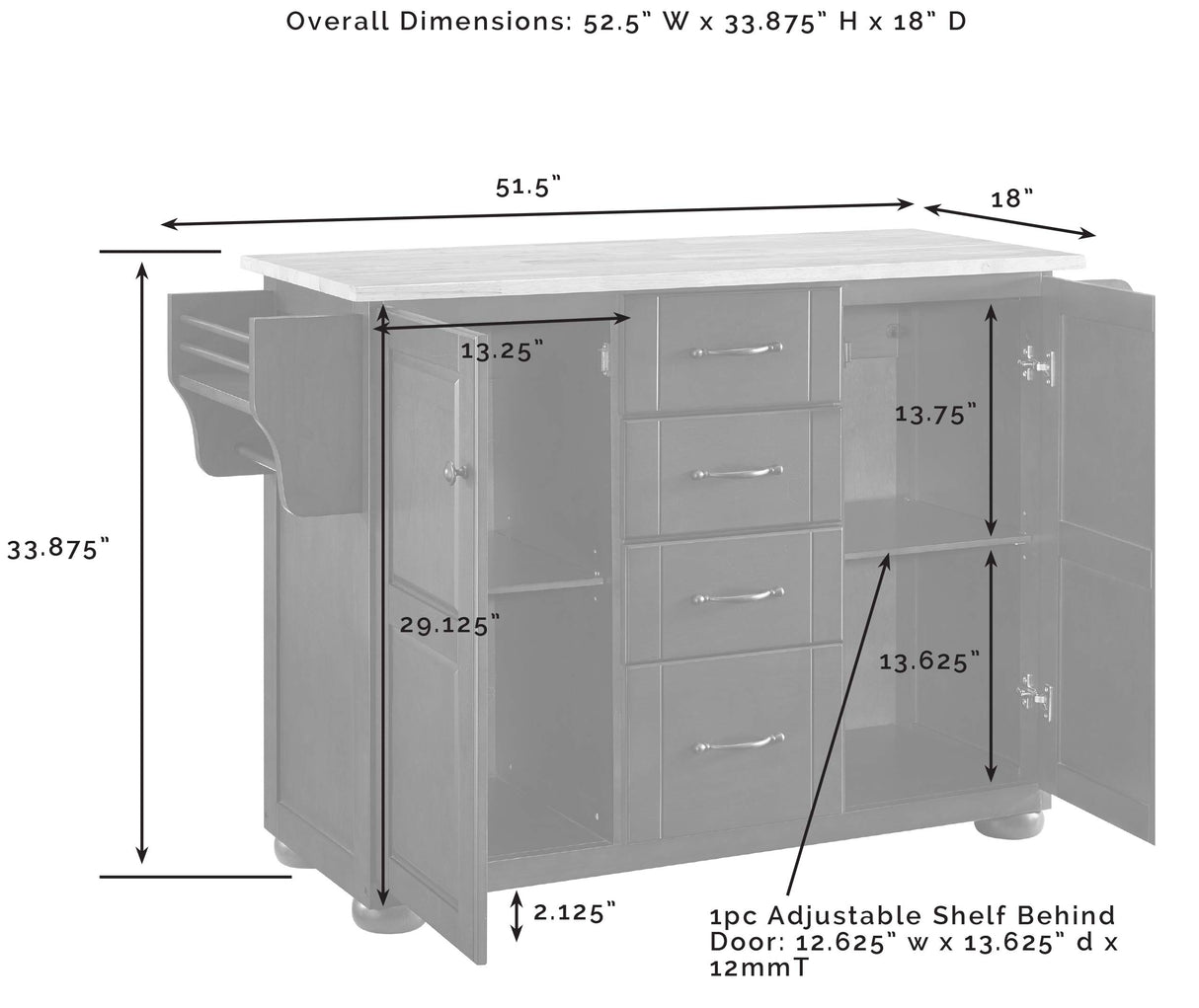 Crosley Furniture Eleanor Wood Top Kitchen Island with Spice Rack, Storage Drawers and Shelves, Mahogany Crosley Furniture