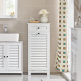 Haotian BZR73-W, Bathroom Laundry Cabinet Laundry Chest Bathroom Storage Cabinet with Shutter Door and Laundry Basket, White Haotian