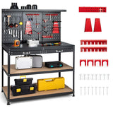 ERGOMASTER 48”x24” Garage Work Bench, Heavy Duty Work Table with Drawers, Pegboard, 965LBS Capacity, 25 Hanging Accessories Metal Tool Bench for Garage, Warehouse ERGOMASTER