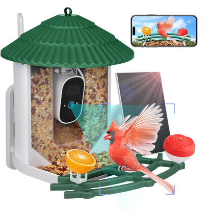 Smart Bird Feeder with Camera, 4MP Bird Feeder Camera Wireless Outdoor, APP Control, Batteries & Solar Powered, Color Night Vision, 10000+ AI Identify Bird Species, Ideal Gift for Bird Lover