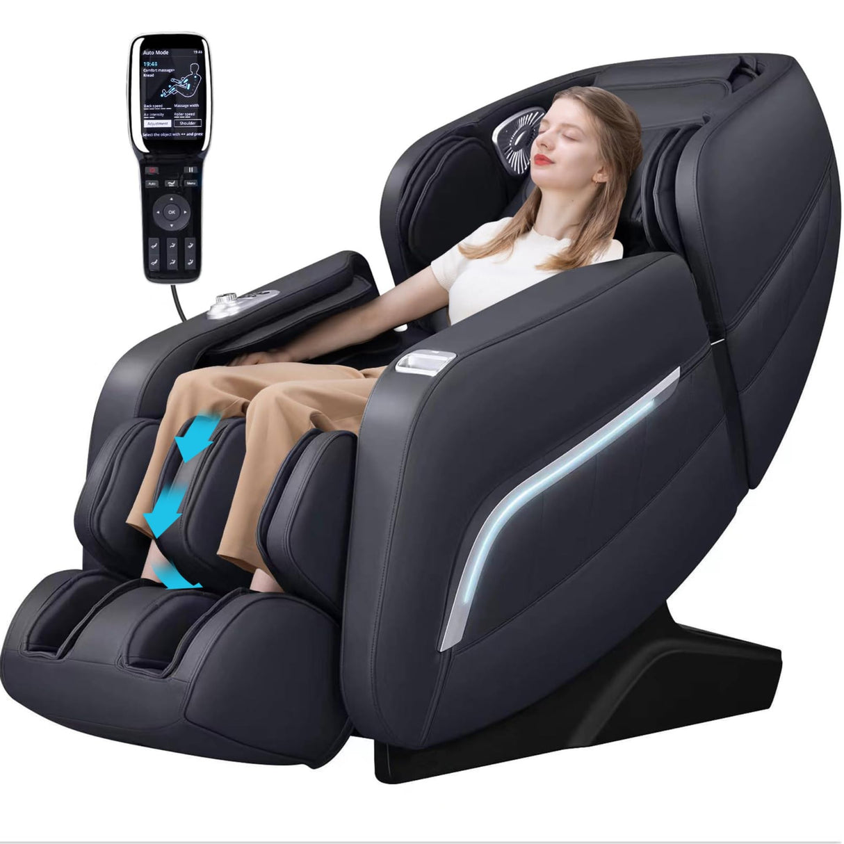 iRest A306 Massage Chair, Full Body Zero Gravity Recliner with AI Voice Control, 53.15" SL Track, Bluetooth, 12 Modes, Yoga Stretching, Foot Rollers, Airbags Massage, Heating (Black) iRest