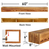 60 Inch Fireplace Mantel, Farmhouse Floating Fireplace Mantle, Wall Mounted Solid Rustic Wood Shelf, with Groove for Better Fireplace Decor and Frame Display (60" W x 8" D x 6" H) cenleoha