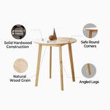 Livinia Canberra 27.6" Round Wooden Dining Table/Small Mid Century Modern Malaysian Oak Kitchen Table (Natural-Oak) Livinia