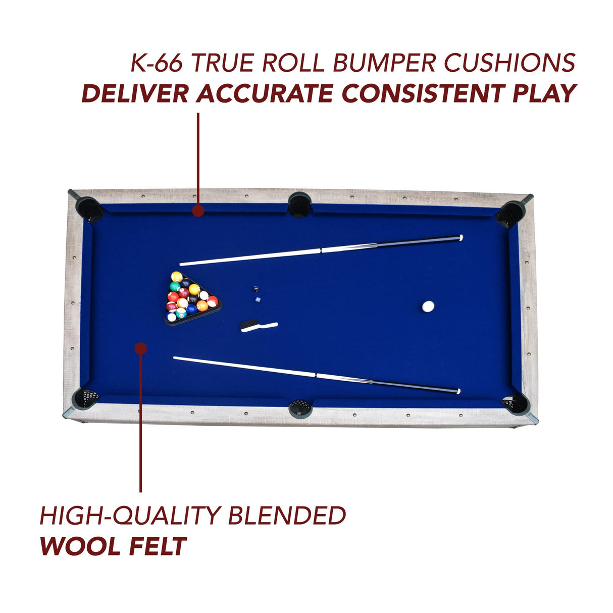 Hathaway Logan 7-ft Pool Table Combo Set with Benches - Rustic Gray with Blue Felt, Barnwood Hathaway