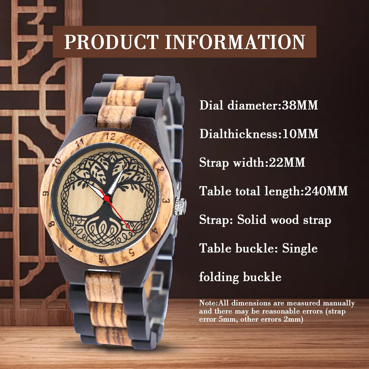 Customizable Mens Wooden Quartz Watch Retro Handmade Design Dial Lightweight Custom Watch for Women Dentily