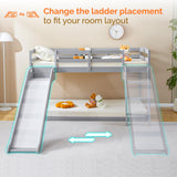 JOYMOR Bunk Bed with Curved Slide, Bunk Bed Twin Over Twin, Toddler Bunk Bed with Slide and Angled Ladder, Solid Pine Wood Slide Bed,14" Safety Guardrail, Anti-Slip Steps JOYMOR