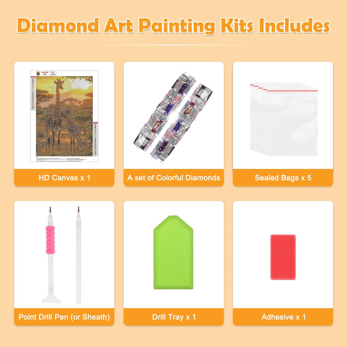 MOGTAA Giraffe Diamond Art Kits for Adults, 5D Full Drill Diamond Painting Kits for Adults Beginner, DIY Animal Round Diamond Dots for Adults, Gem Art Home Wall Decor 12 X 16Inch MOGTAA