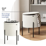 STORAGEBUD Round Ottoman with Storage, Boucle Storage Ottoman, Foot Stool Ottoman, Makeup Vanity Stool, Small Ottoman Foot Rest, Modern Ottomans for Living Room and Bedroom, White STORAGEBUD