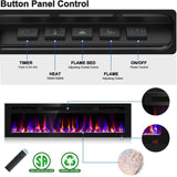 60 Inch Electric Fireplace Recessed and Wall Mounted, Fireplace Heater and Linear Fireplace, Ultra-Thin Electric Fireplace, Low Noise, with Timer, Remote Control, Adjustable 12 Flame Color, 750/1500W Sixfivsevn