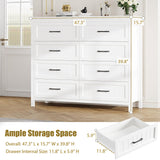 Jocoevol Farmhouse Dresser 8 Drawer Dresser for Bedroom, Large Wooden Dressers Double Grey Dresser with Deep Drawers Dressers for Hallway, Entryway (White) Jocoevol