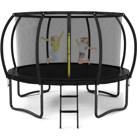 Liyarya 12FT/14FT Trampoline for Kids/Adults - Outdoor Recreational Trampoline with Enclosure Net, Curved Poles, Ladder, Heavy Duty, Anti-Rust Coating, ASTM Approved Liyarya