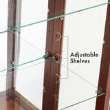 Ochangqi Curio Cabinet Lighted Curio Diapaly Cabinet Wooden Shelving Unit with Adjustable Shelves and Mirrored Back Panel, Tempered Glass Doors Ochangqi