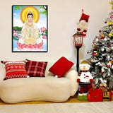 DIY 5D Diamond Painting Kits Full Drill Guanyin Bodhisattva, Buddha Statue Crystal Cross Stitch Wall Decorations for Living Room Art Kit 12x16 inch KAYEIUU