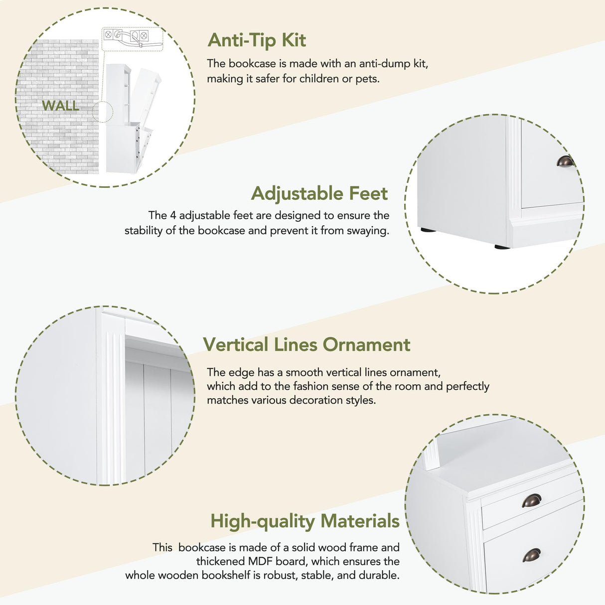 Elegant Holaki Modern Solid Wood Bookcase with 3 Drawers and LED Lighting, 83.4" Tall Multifunctional Storage Solution Holaki