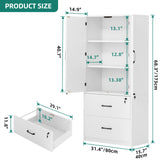 YITAHOME Wood File Cabinets, Heavy Duty Garage Tool Cabinets with Doors & Adjustable Shelves, Big Storage Filing Lockers for Home Office, Living Room, Pantry, Gym, Basement, Warehouse, White YITAHOME