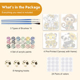 4 Pack Paint by Number for Kids with Wooden Frame, Cartoon Paint by Numbers for Kids Ages 8-12, Elephant, Monkey, Tiger, Panda, DIY Acrylic Oil Painting for Beginners for Home Wall Decor 8X8 inch NEWENMO