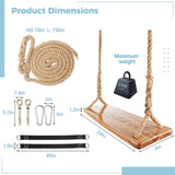 Wooden Tree Swing, 500lbs Load Capacity Heavy-Duty Wooden Swing for Adults & Kids, Waterproof Hanging Swing Seat with Adjustable Height for Indoor & Outdoor Toyoget