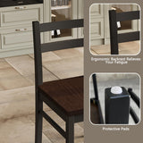 Orweiin Solid Wood Dining Table Set for 4, Farmhouse Rectangular Table and 4 Chairs Set for Kitchen, Living Room, Dining Room, Breakfast Nook, Brown+Black Orweiin