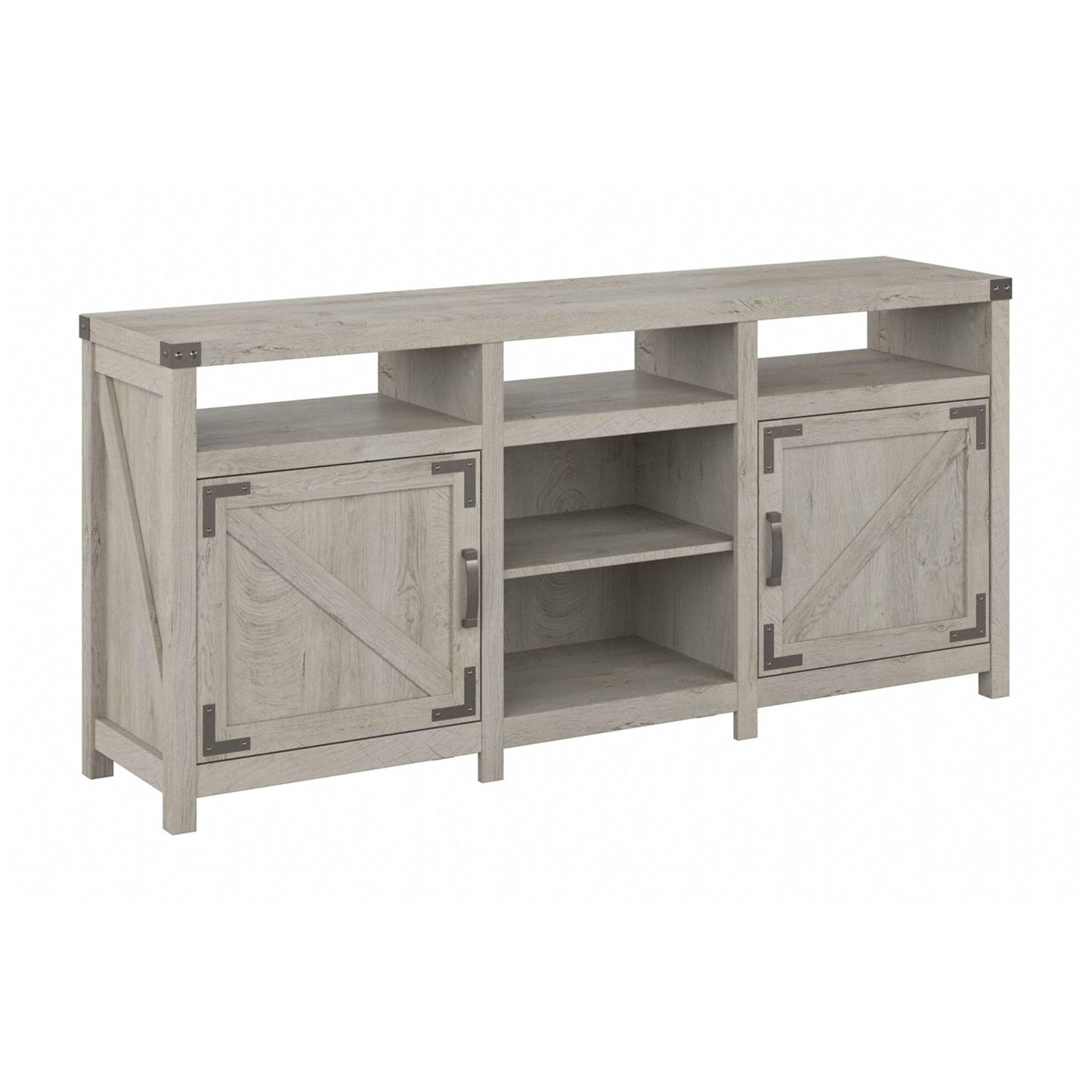 Bush Furniture Knoxville Farmhouse Stand for 75 Inch TV, Living Room Media Console with Storage, 65W, White