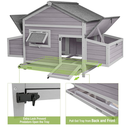 GUTINNEEN Chicken Coop Outdoor Poultry Cage Wooden Hen House with Large Nesting Box, Backyard and Farm - WoodArtSupply