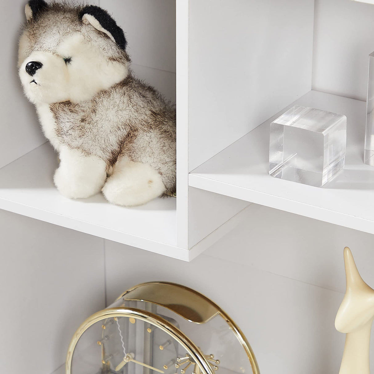 VECELO 5 Cube Modern Bookcases, 3 Tier Bookshelves, 31 Inch High Cubby Storage Organizer, Shelf Hight Up to 12.8 Inches Suit for Most Books, Vertical or Horizontal Use Available,Pearl White VECELO