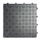 Big Floors GarageTrac Diamond, Interlocking Non-Slip Garage Flooring Tile, Durable, Modular, Heavy-Duty Copolymer, Easy Install (48 Pack), Graphite Big Floors