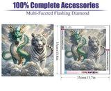 GQYCZZ Dragon Diamond Art Kits for Adults, Full Drill Tiger Diamond Dots Paintings for Beginners, Round 5D Animal Paint with Diamonds Pictures Gem Art Painting Kits DIY Crafts Kit 14x14in GQYCZZ