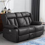 IBTKIG 72.8" Manual Reclining Loveseat Sofa - Wall Hugger Double Loveseat Recliner with Console, Fold-Down Table and Built-in Outlets, Manual Recliner Chair for Living Room RVs Home Theater (Black) IBTKIG