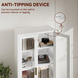 Kubohogar Display Cabinet with Glass Doors,71" Metal Curio Cabinets with 4 Adjustable Shelves, 5 Tier Display Case for Collectibles, Metal Storage Cabinet, White Kubohogar