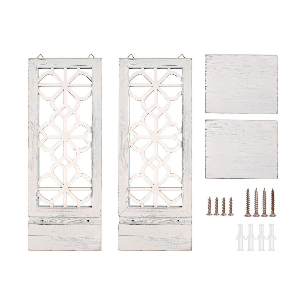 Yorkmills Candle Sconces Wall Decor Set of 2, Wall Candle Holder Rustic Home Decor, Farmhouse Wall Art Floating Mirror Sconces White Wall Decorations for Living Room, Dining Room, Bedroom, Bathroom Yorkmills