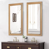 DAOYIJIAJU Large Wooden Framed Wall Mirror, Rustic Natural Wood Hanging Mirror, Farmhouse Wall Mirror for Bathroom Vanity Bedroom Living Room, Vertical or Horizontal Hanging, 47" x 22" DAOYIJIAJU