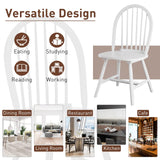 Giantex Wood Dining Chairs Set of 2, Windsor Chairs with Solid Wood Legs, High Spindle Back, H-Shaped Crossbars, Vintage Country Farmhouse Style Wooden Side Chairs, White Giantex
