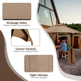 Tangkula 10x12 Ft Gazebo Replacement Canopy Top, Double Tier Canopy Replacement Roof with Air Vent and Drainage Holes, CPAI-84 Outdoor Canopy Top Cover for Garden, Backyard, Patio (Brown) Tangkula